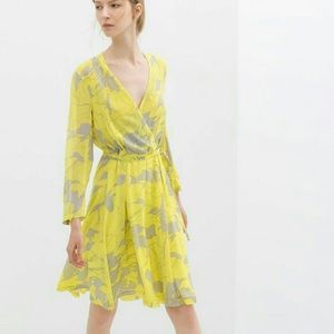 Zara Yellow Floral Summer Wrap Dress